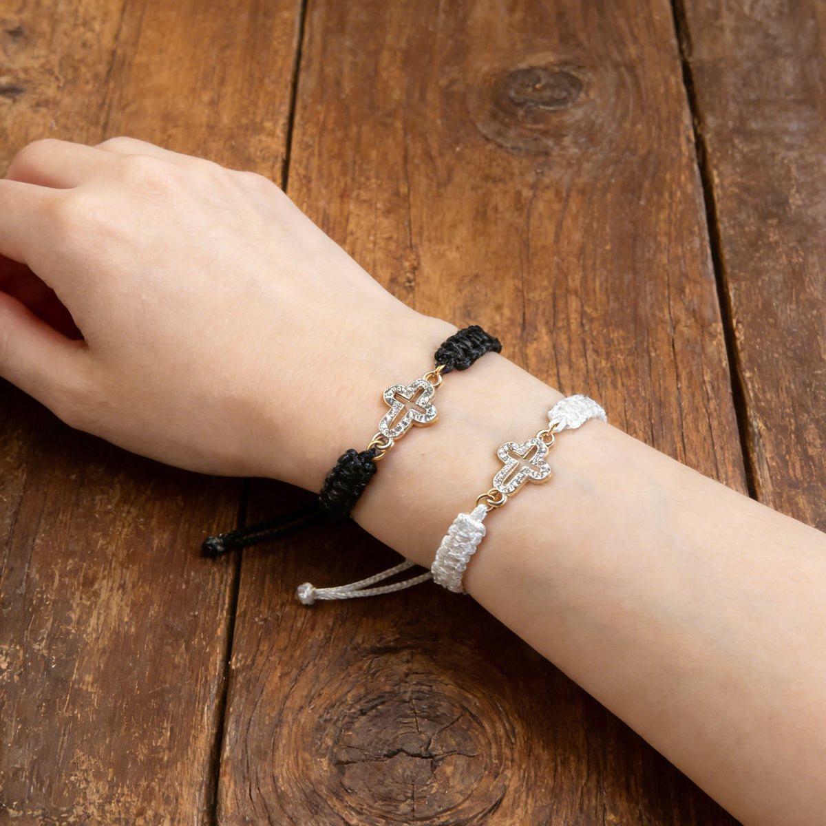 Sacred Cross Woven Cord Wrist Bracelet: Personalized Emblem of Abiding Divine Tenderness