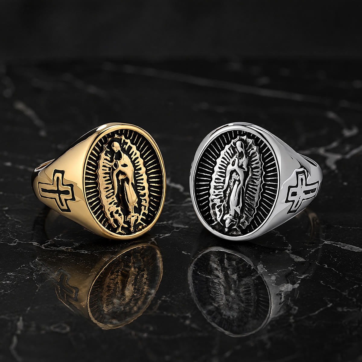 Deep Relief Our Lady Of Guadalupe Cross Statement Ring: Timeless Emblem of Unshakable Sacred Faith