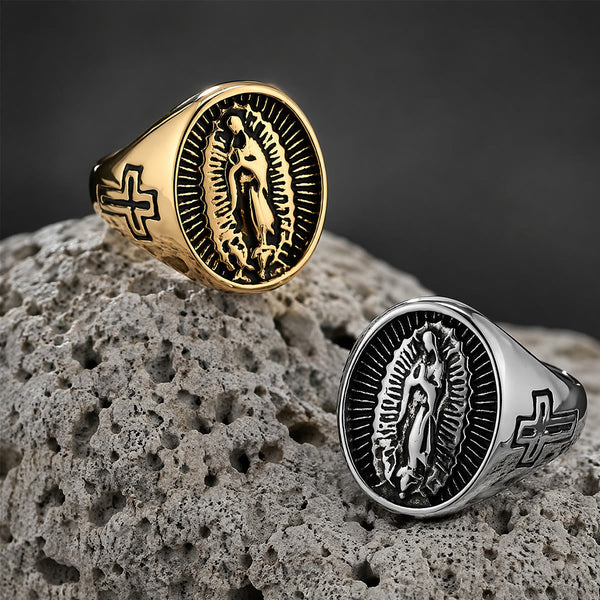 Deep Relief Our Lady Of Guadalupe Cross Statement Ring: Timeless Emblem of Unshakable Sacred Faith