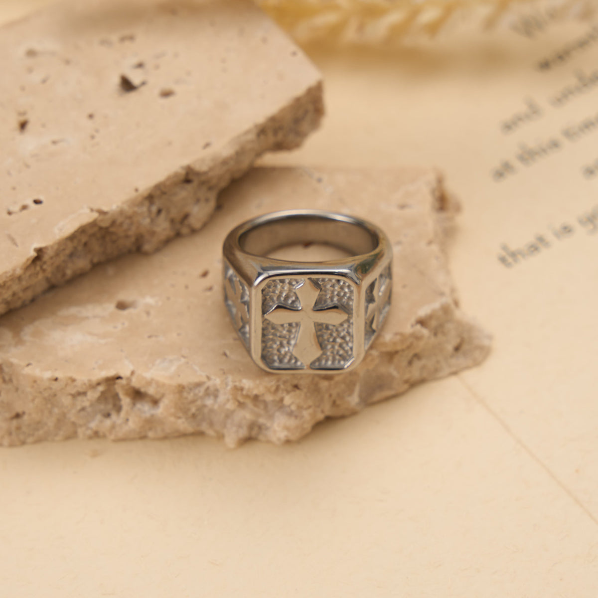 Dual Side Square Panel Solid Cross Signet Ring: Timeless Emblem of Unshakable Sacred Faith