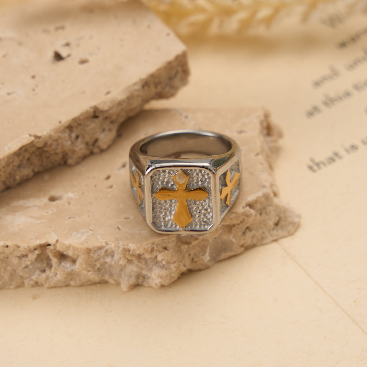 Dual Side Square Panel Solid Cross Signet Ring: Timeless Emblem of Unshakable Sacred Faith