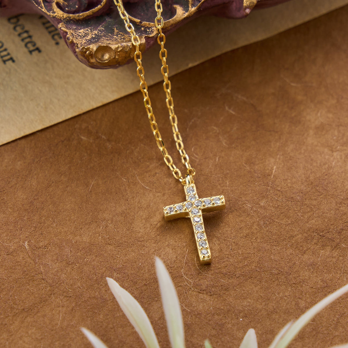 Dainty Sterling Silver Paved Accent Small Cross Daily Layering Necklace: Timeless Emblem of Gentle Heavenly Guardianship