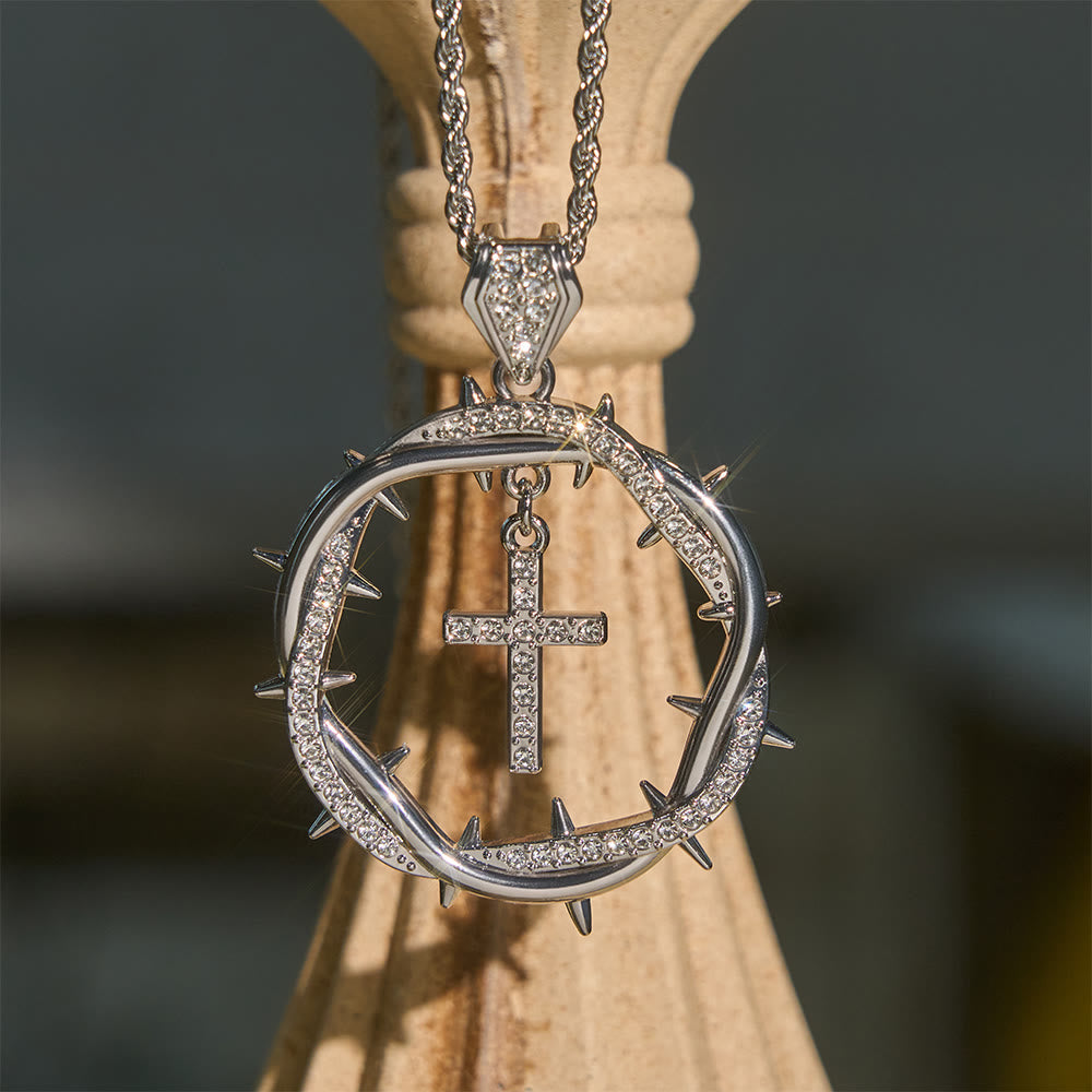 Thorn Crown & Cross Pendant: Faith & Grace Reminder for Daily Wear