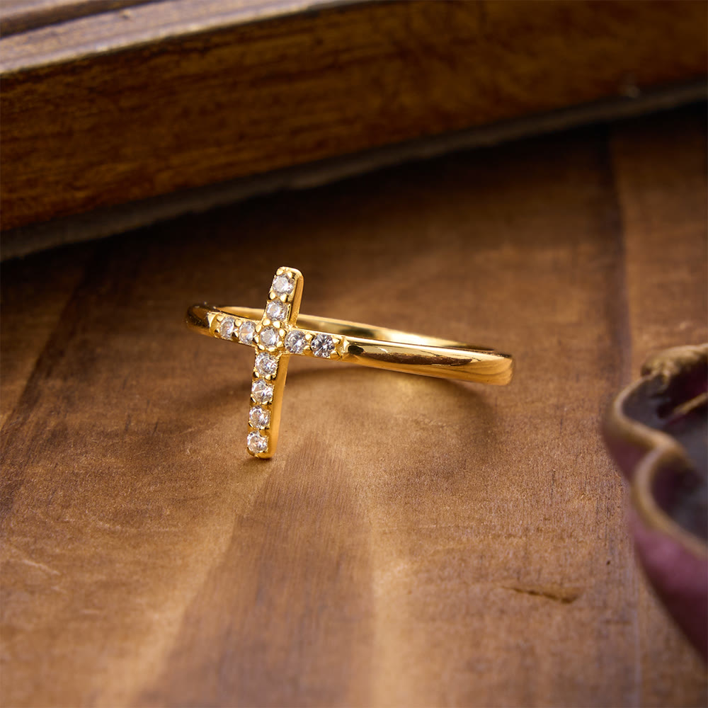 925 Silver Cross & "Trust God" Ring: Symbols of Hope