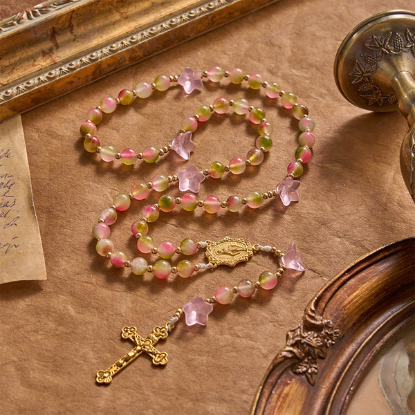 Whimsical Matte Morning Glory Gradient Bead Rosary: For Private Daily Meditation