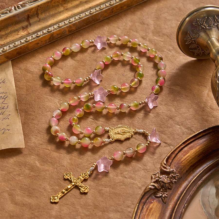Whimsical Matte Morning Glory Gradient Bead Rosary: For Private Daily Meditation