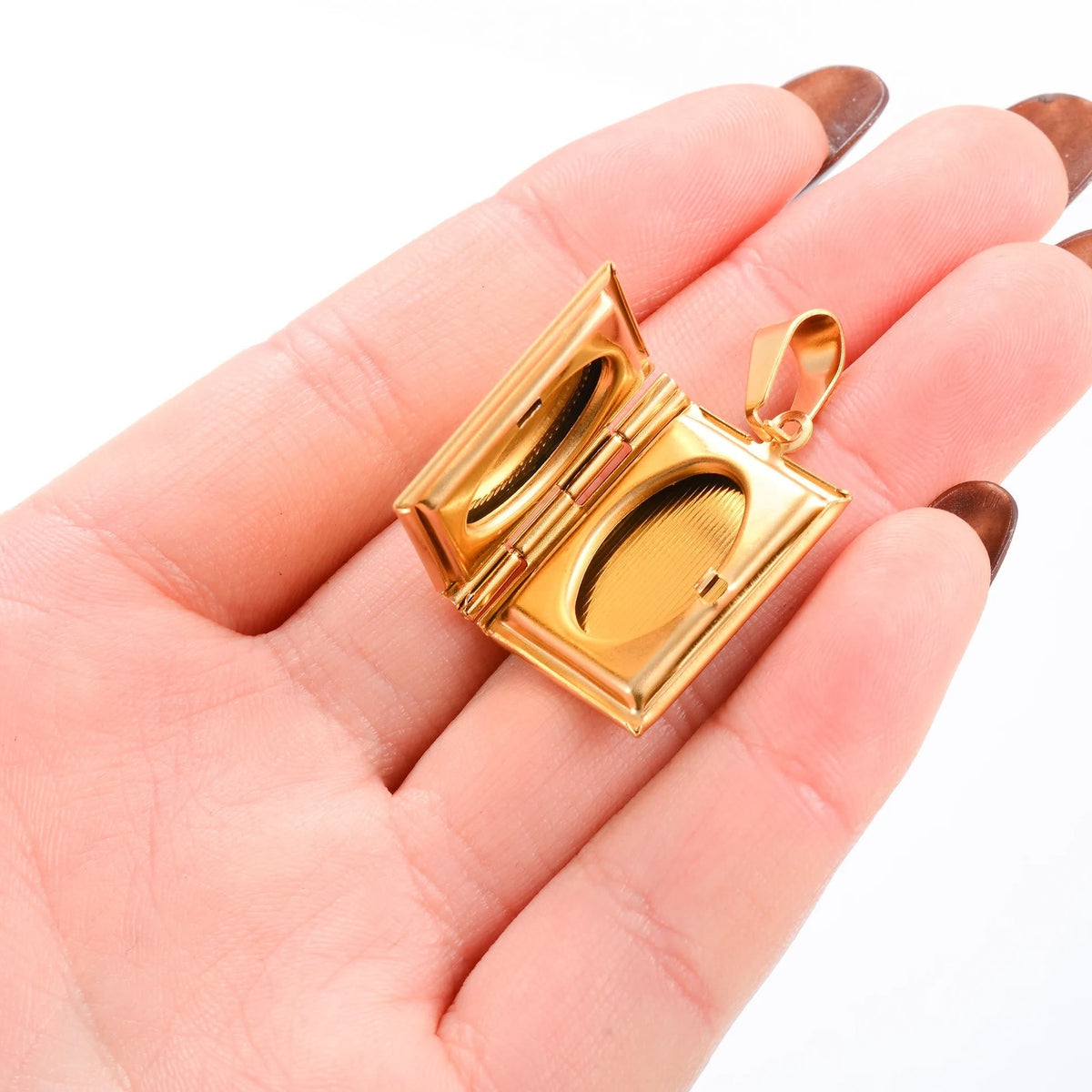 Hinged Book Locket Jesus Cross Pendant Necklace