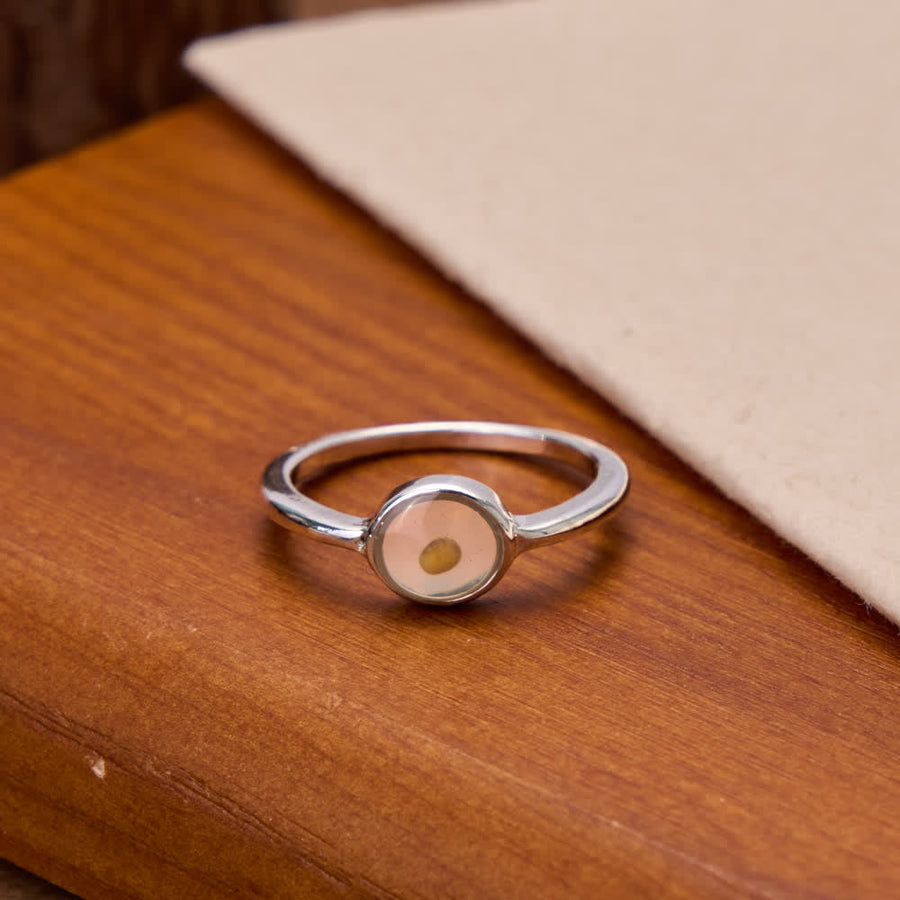 Minimal Polished Mustard Seed Bezel Set Slim Ring: Emblem of Unwavering Heavenly Faith