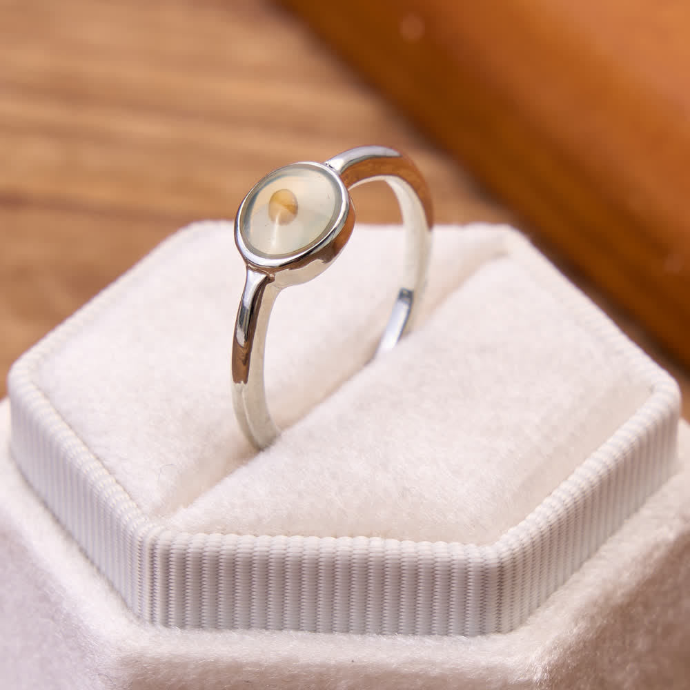 Minimal Polished Mustard Seed Bezel Set Slim Ring: Emblem of Unwavering Heavenly Faith