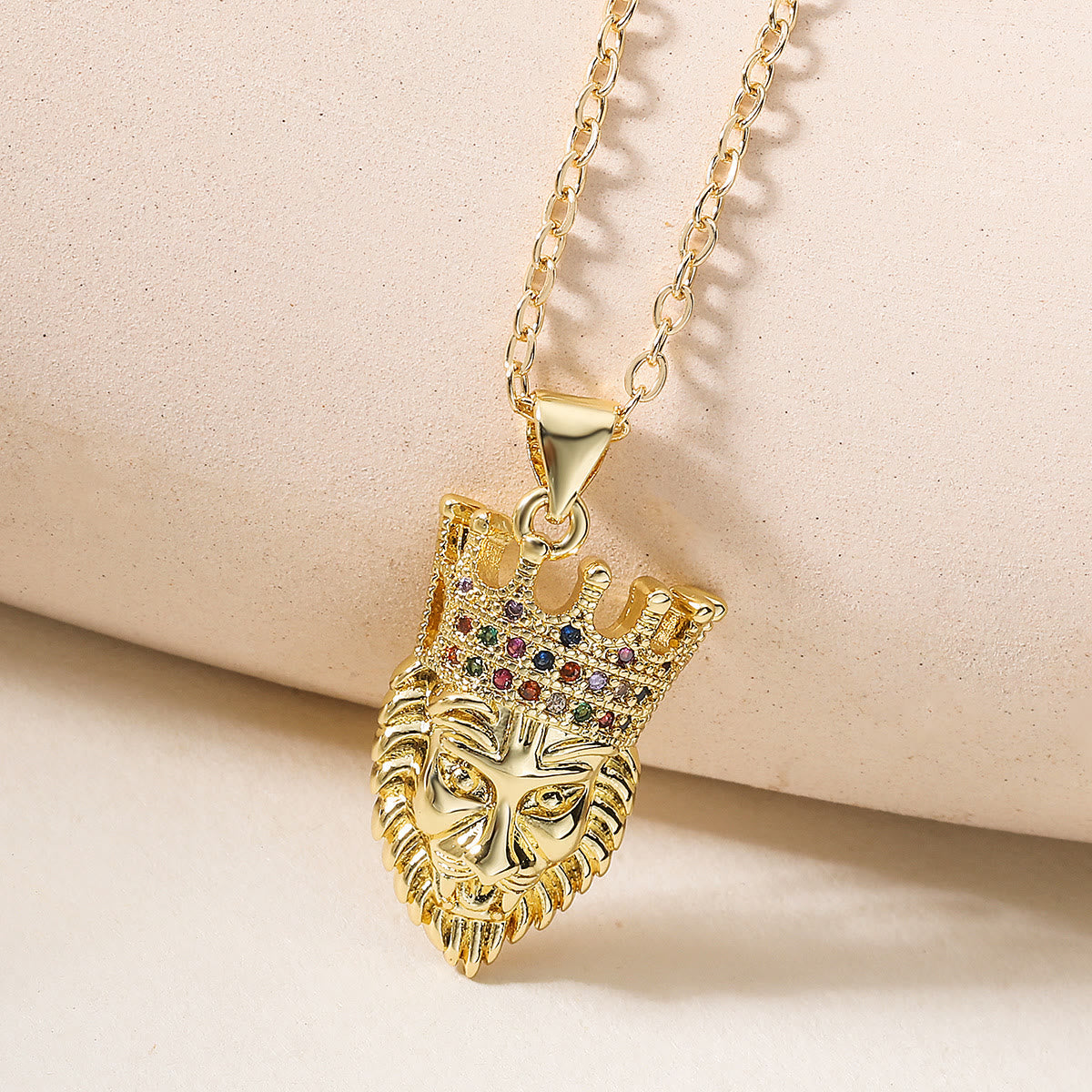 Golden St. Jude & Lion of Judah Pendant Necklace: Emblem of Divine Protection and Royal Faith