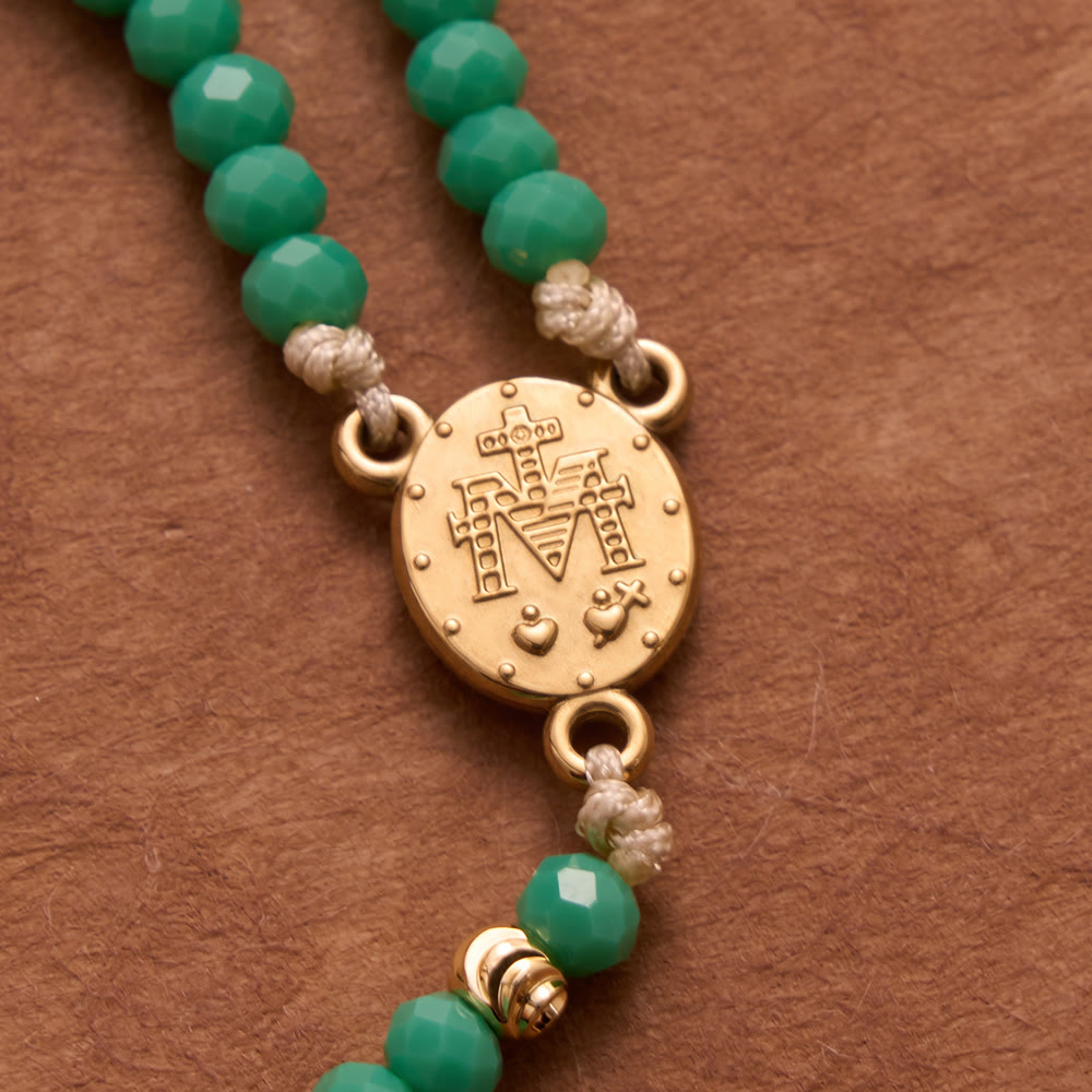 Faceted Crystal Bead Knotted Rosary Bracelet With Cross Charm: Emblem of Gentle Celestial Blessings