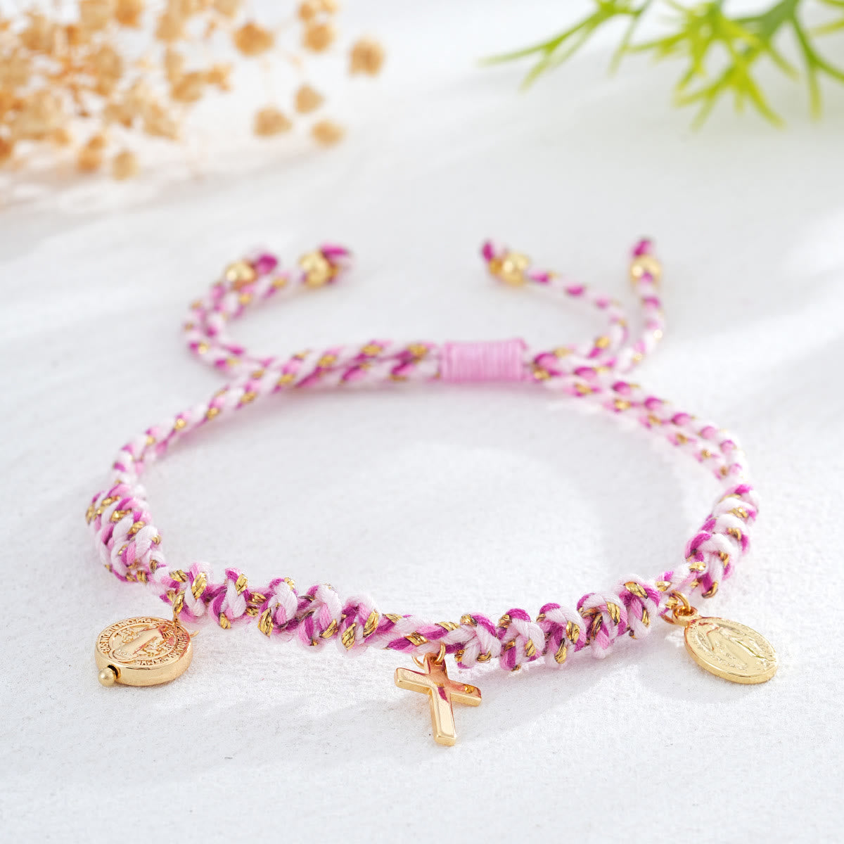 Bohemian Twisted Rope Cross Charm Wristband: Emblem of Gentle Divine Comfort