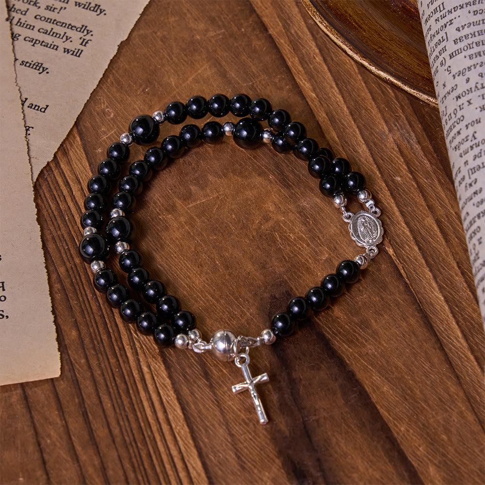 Versatile Layerable Bead Rosary Bracelet: Emblem of Warm Celestial Blessing