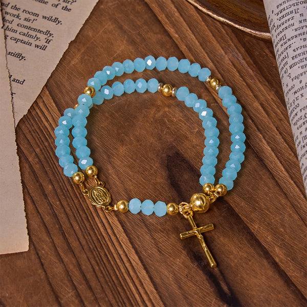 Versatile Layerable Bead Rosary Bracelet: Emblem of Warm Celestial Blessing