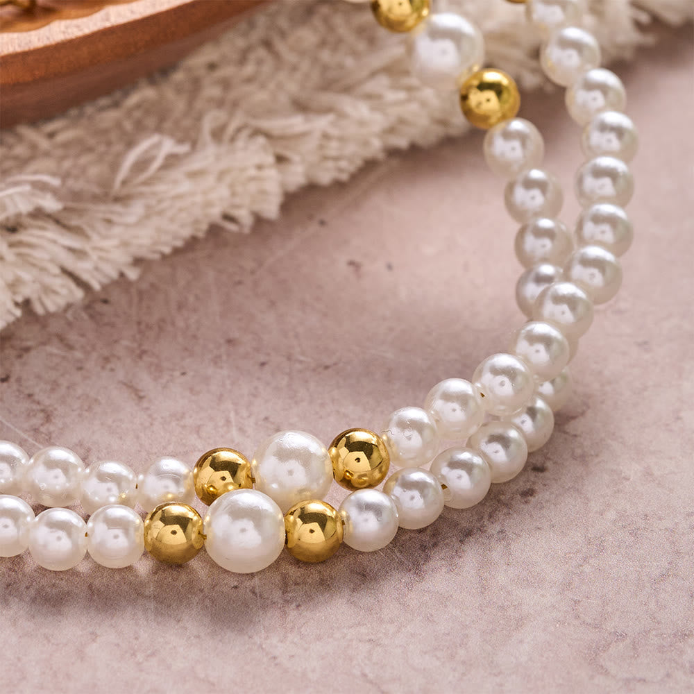 Round Bead Wrap Bracelet With Cross & Holy Medal: Emblem of Pure Heavenly Mercy