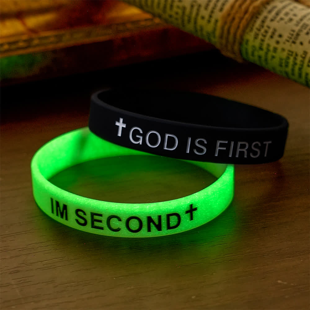 Luminous Cross Silicone Wristband With Inspirational Script: Emblem of Humble Sacred Surrender