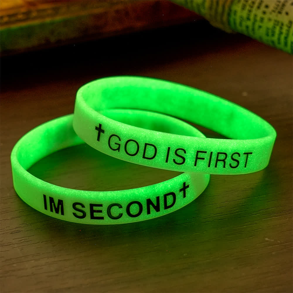 Luminous Cross Silicone Wristband With Inspirational Script: Emblem of Humble Sacred Surrender