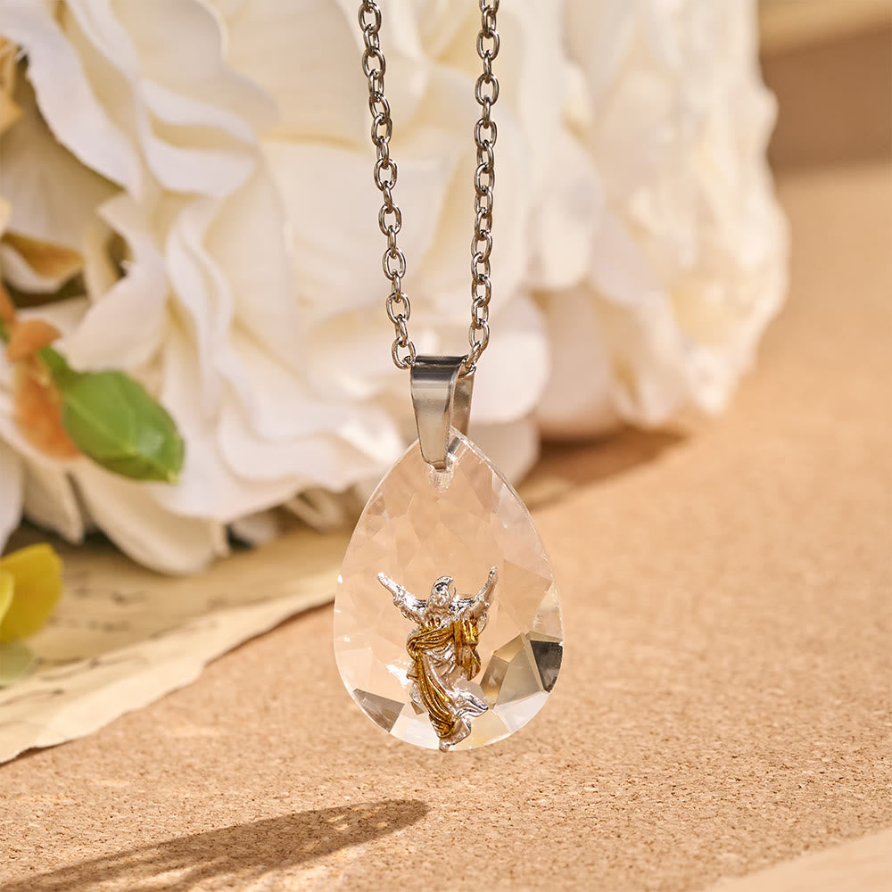 Multi-Style Sacred Motif Teardrop Crystal Chain Necklace: Icon of Diversified Devotional Comfort