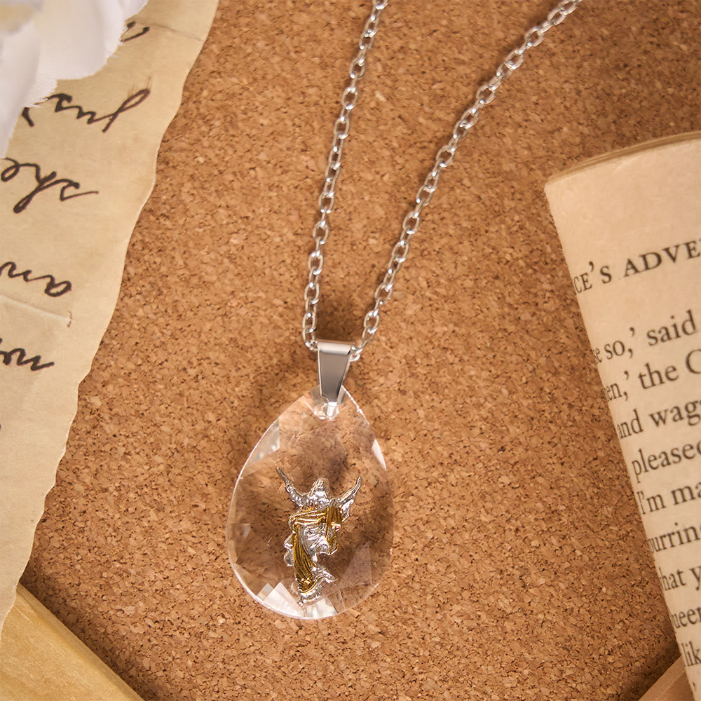 Multi-Style Sacred Motif Teardrop Crystal Chain Necklace: Icon of Diversified Devotional Comfort