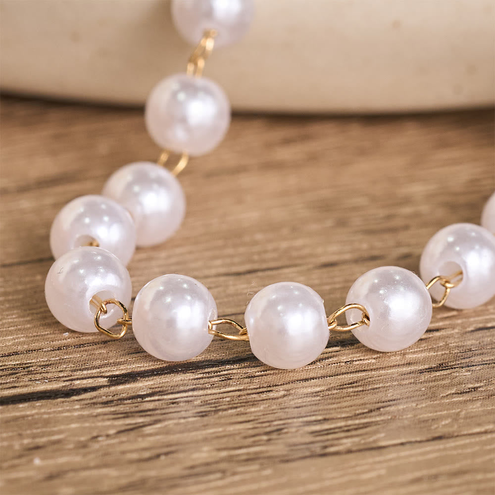 Pearl Bead Tassel Cross Choker Necklace: Emblem of Soft Heavenly Tenderness