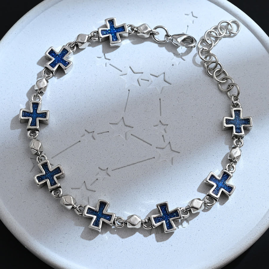 Sleek Sequential Cross Wrist Bracelet: Token of Steadfast Sacred Shelter