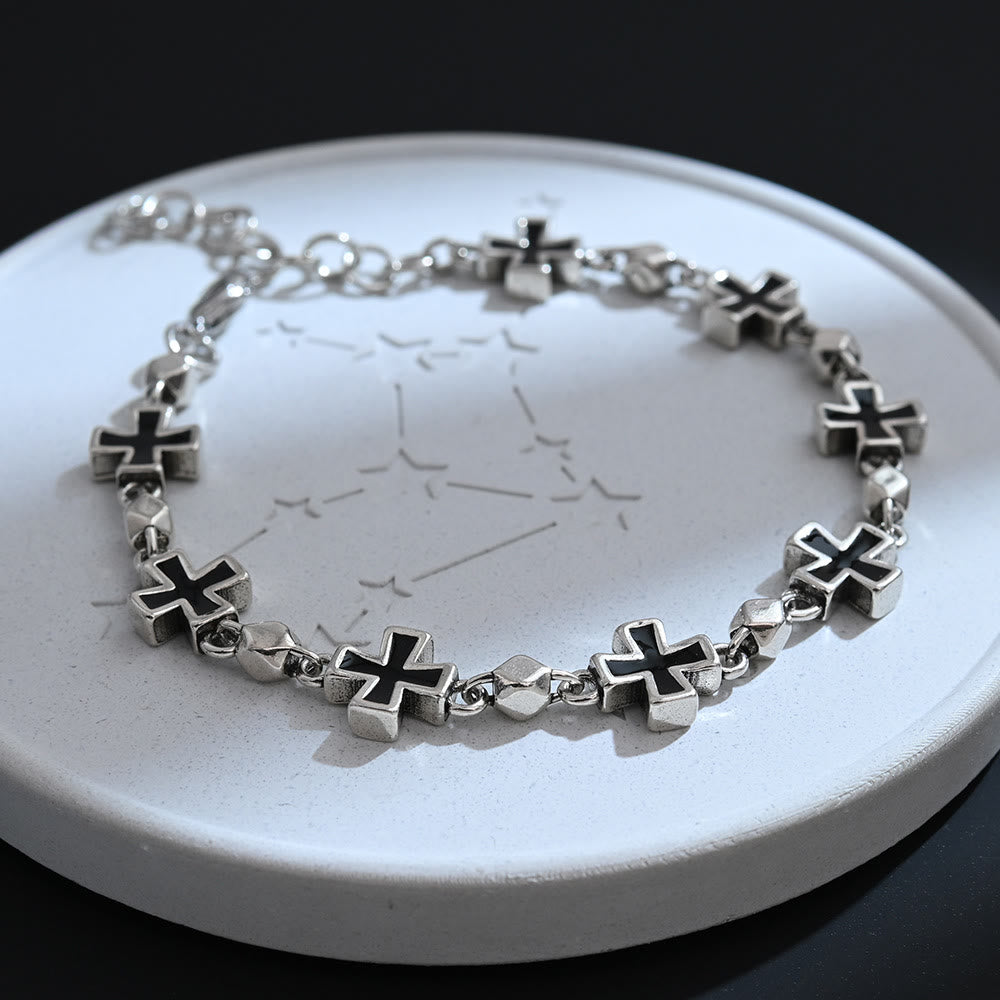 Sleek Sequential Cross Wrist Bracelet: Token of Steadfast Sacred Shelter