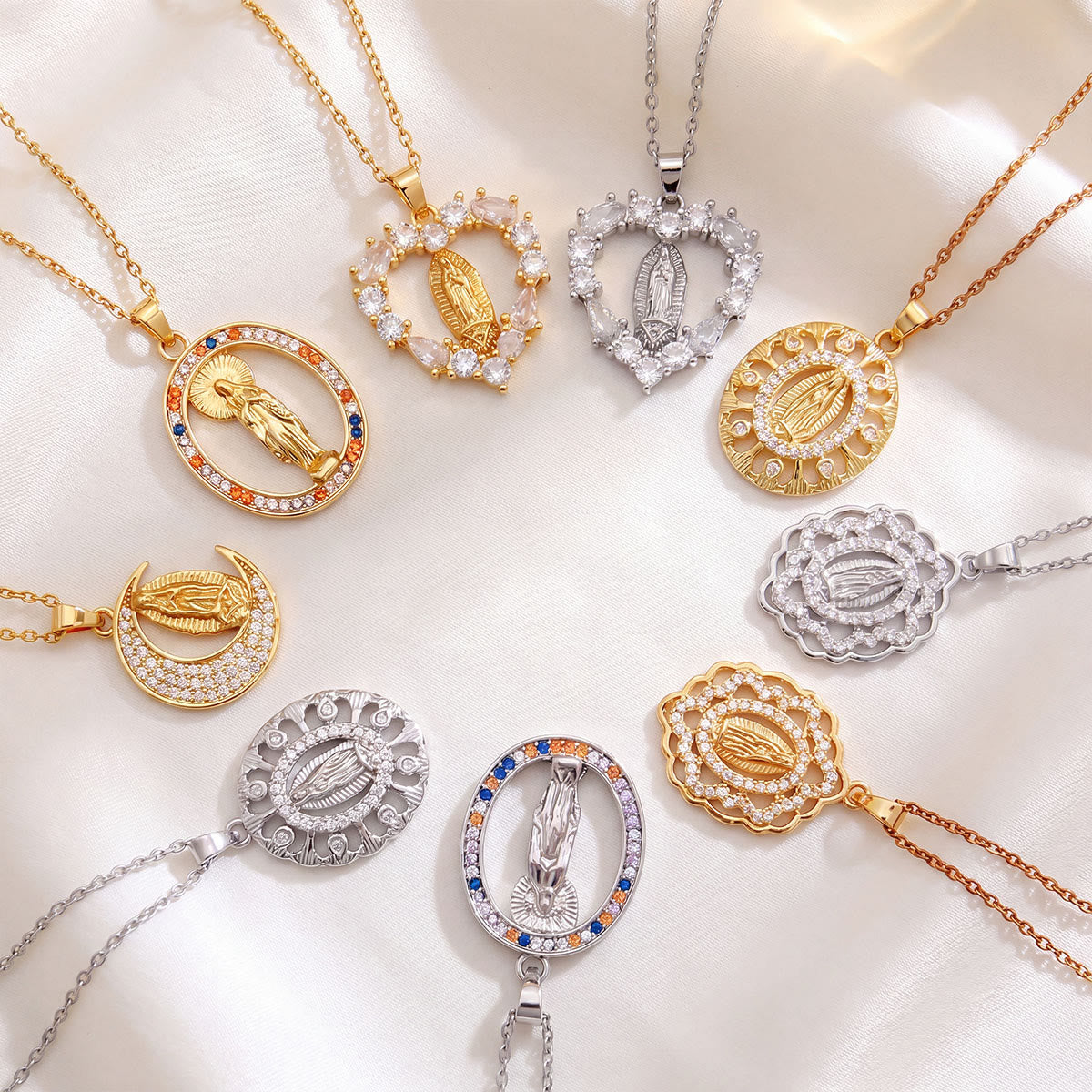 Crystal Halo Holy Maiden Medallion Necklace: Emblem of Gentle Heavenly Protectione