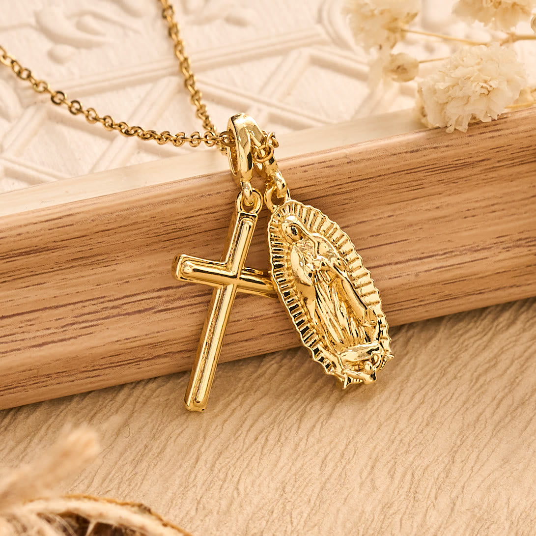 Sculpted Sacred Figure Pendant Chain Necklace: Icon of Peaceful Inner Meditation