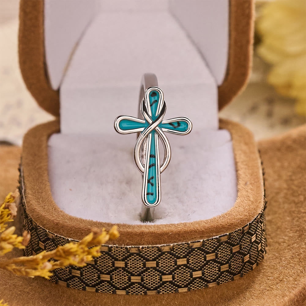 Dainty Intertwined Cross Infinity Ring: Symbol of Unbroken Divine Shelter