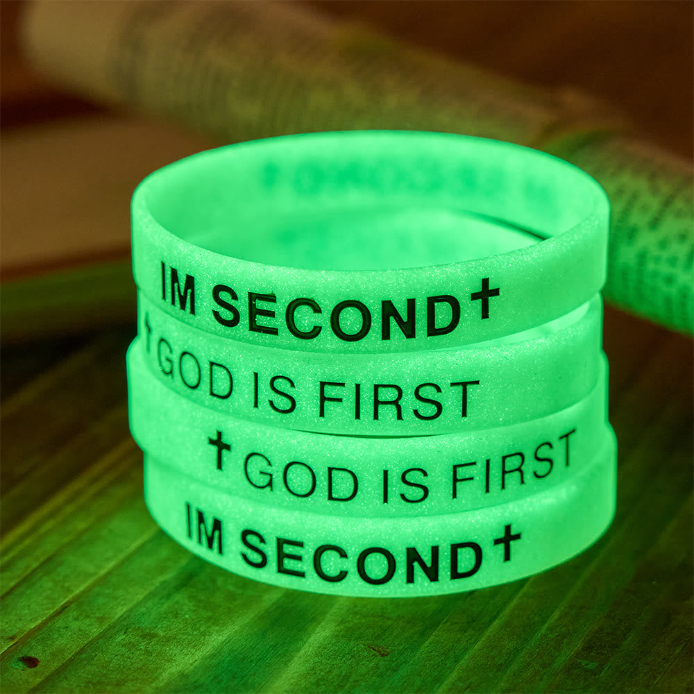 Luminous Cross Silicone Wristband With Inspirational Script: Emblem of Humble Sacred Surrender