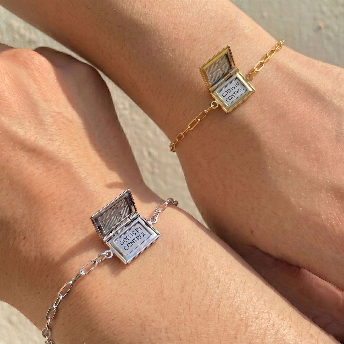 Hinged Book‑Shaped Locket Bracelet With Inner Faith Engraving: Token of Quiet Abiding Assurance