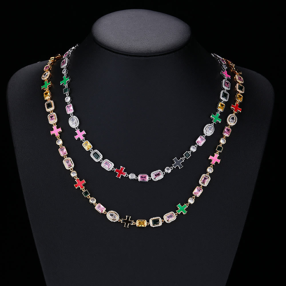 Ornate Multi‑Stone Cross Interlocking Chain: Token of Abiding Watchful Safeguard