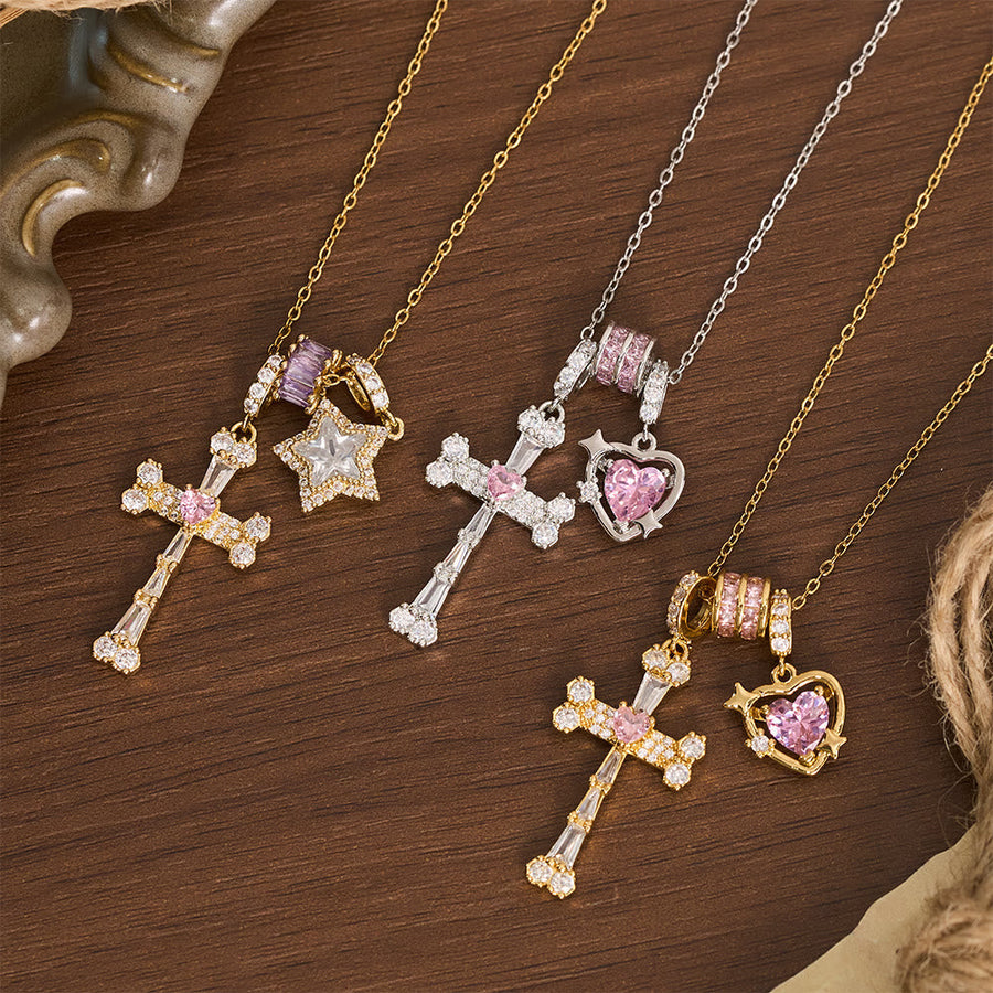 Delicate Paved Crystal Cross Necklace: Emblem of Quiet Celestial Safeguard