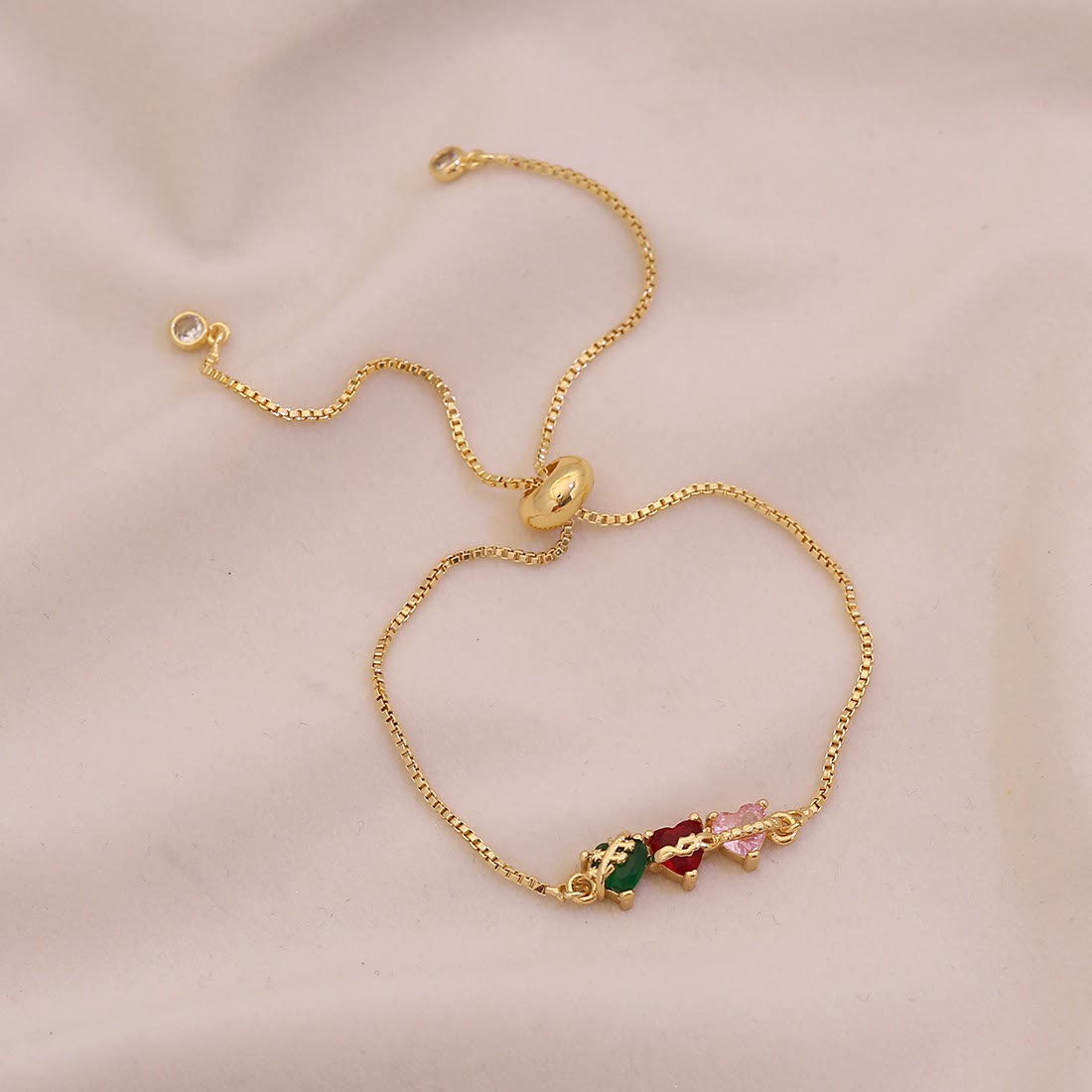 Trio Connected Heart Gem Jewelry Set: Token of Unbroken Celestial Bond