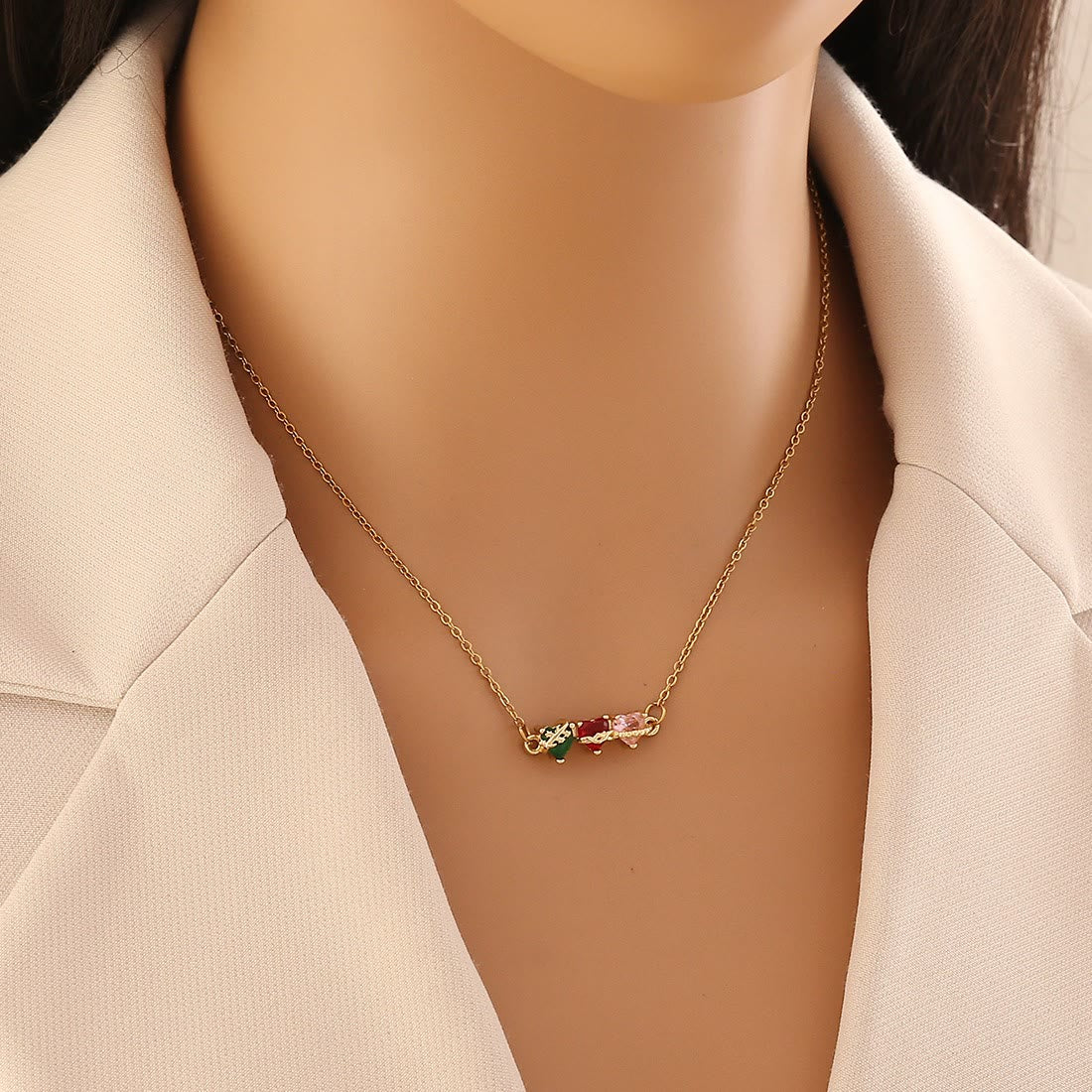 Trio Connected Heart Gem Jewelry Set: Token of Unbroken Celestial Bond