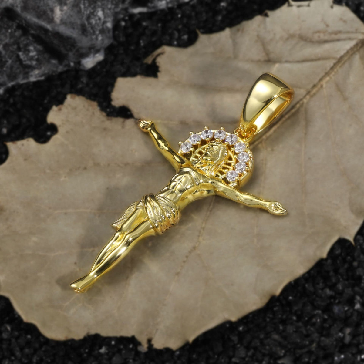 Dazzling Crystal Halo Crucifix Pendant: Token of Constant Divine Serenity