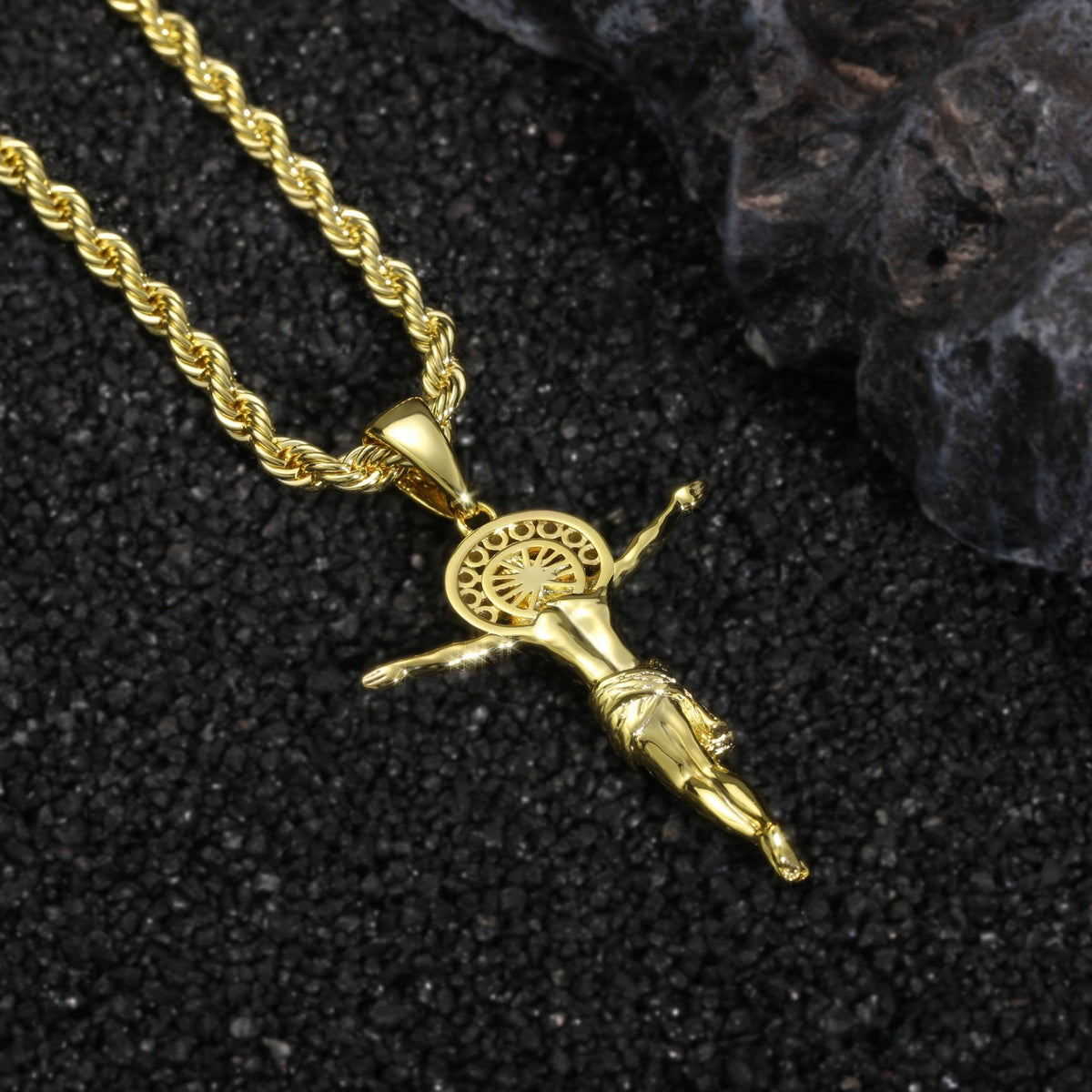 Dazzling Crystal Halo Crucifix Pendant: Token of Constant Divine Serenity