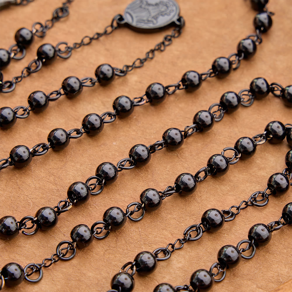Timeless Engraved Medal Rosary & Crucifix: Emblem of Abiding Sacred Devotion