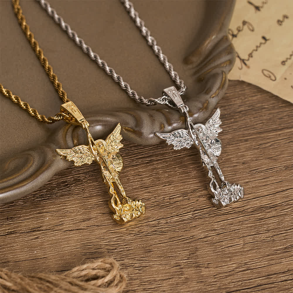 Ornate 3D‑Cast St. Michael Character Chain: Symbol Of Unwavering Heavenly Valor
