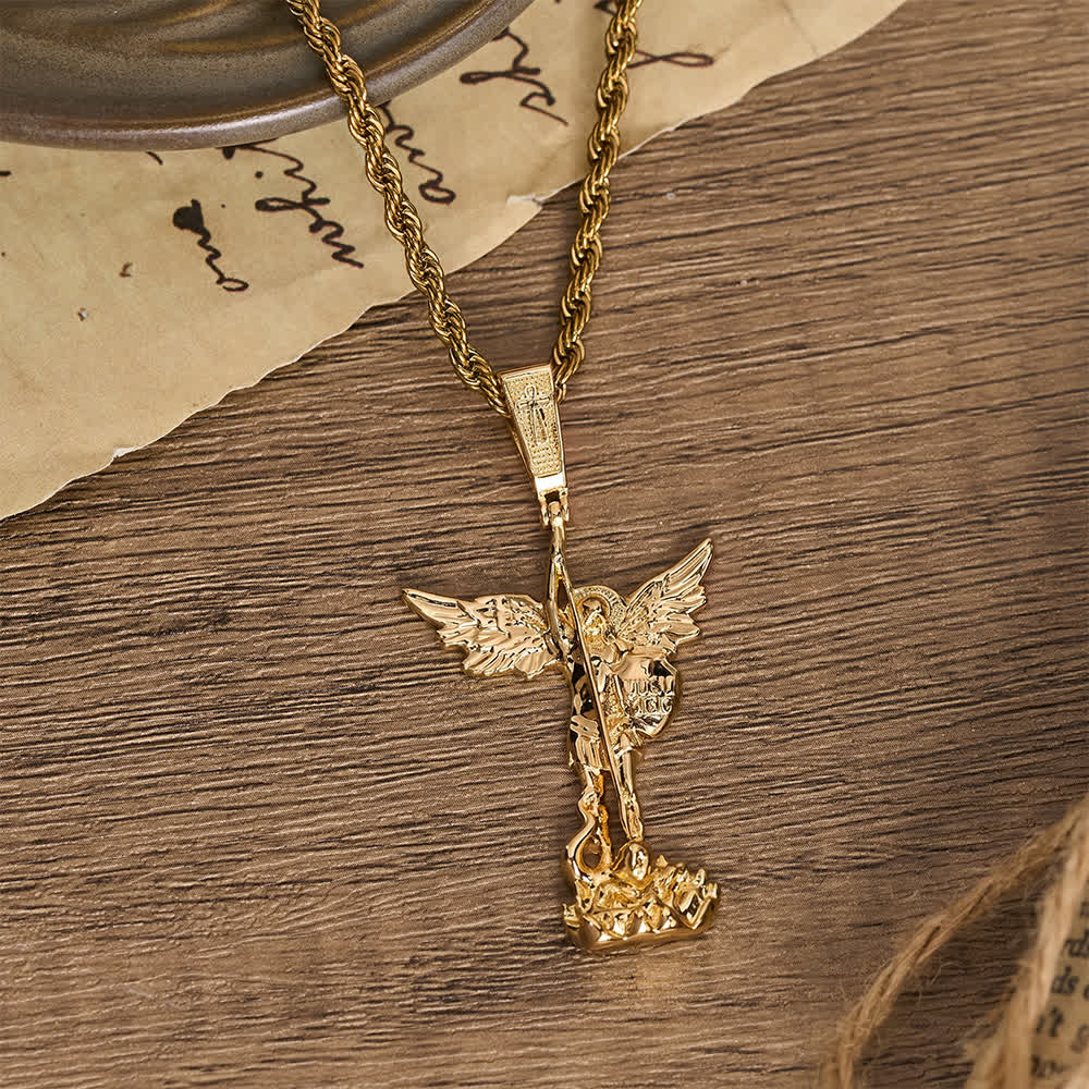 Ornate 3D‑Cast St. Michael Character Chain: Symbol Of Unwavering Heavenly Valor