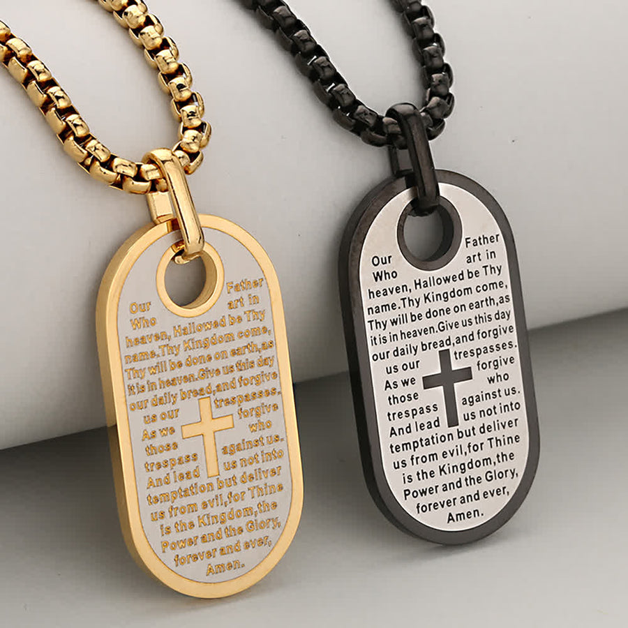 Scripture Etched Dog Tag Chain With Cross Token Of Sincere Divine Comfort