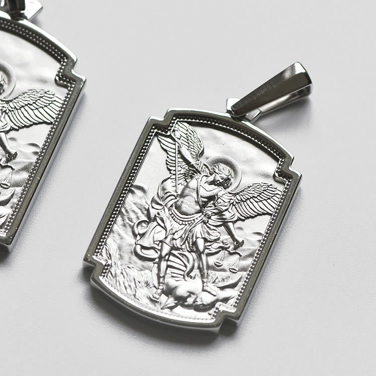 Sterling Silver St. Michael Scripture Pendant: Token of Holy Defence