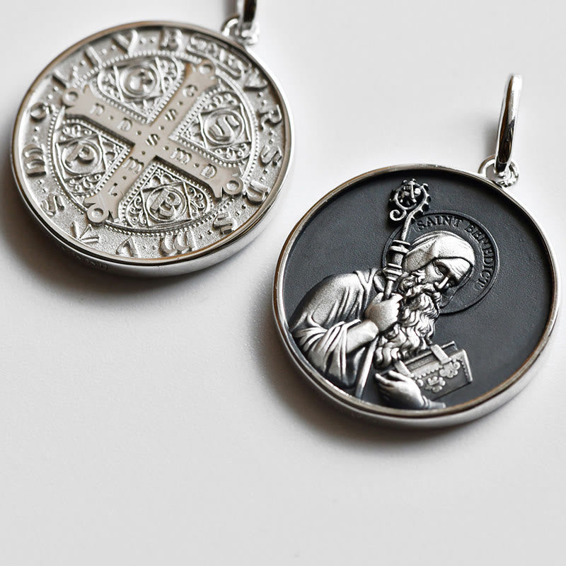 High‑Relief St. Benedict Portrait Medal Necklace: Sign Of Divine Fortification