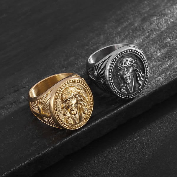 Bold Wide Band Jesus Portrait Ring: Token Of Abiding Heavenly Salvation