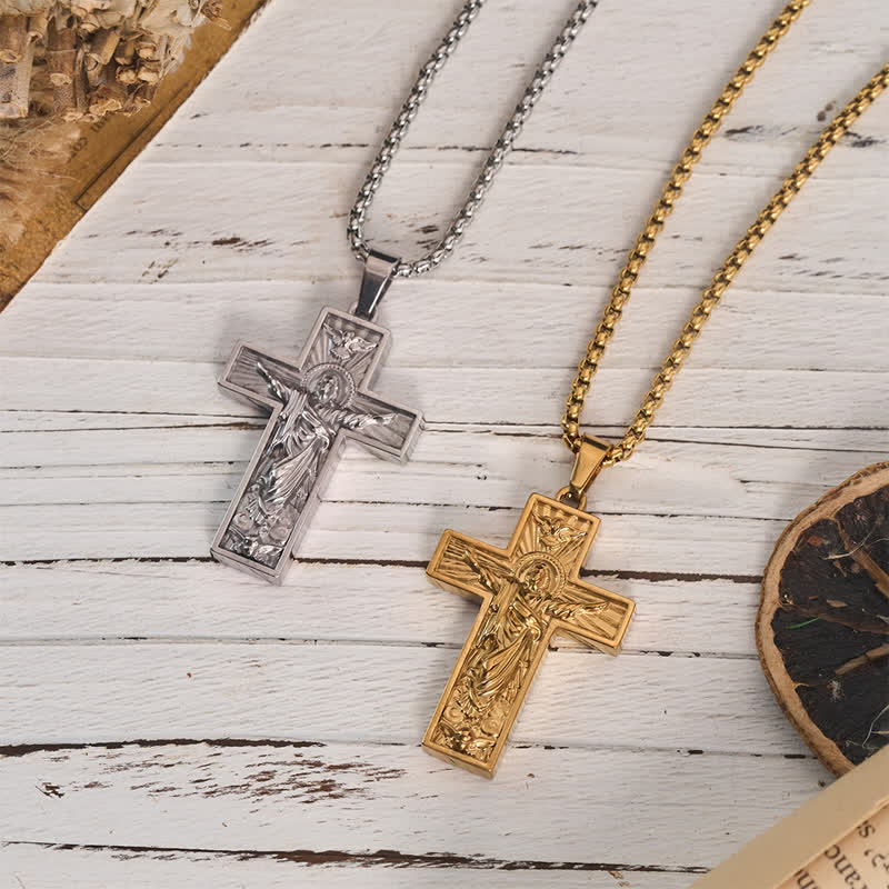Polished Radiant Halo Crucifix Pendant Necklace: Token Of Everlasting Divine Grace
