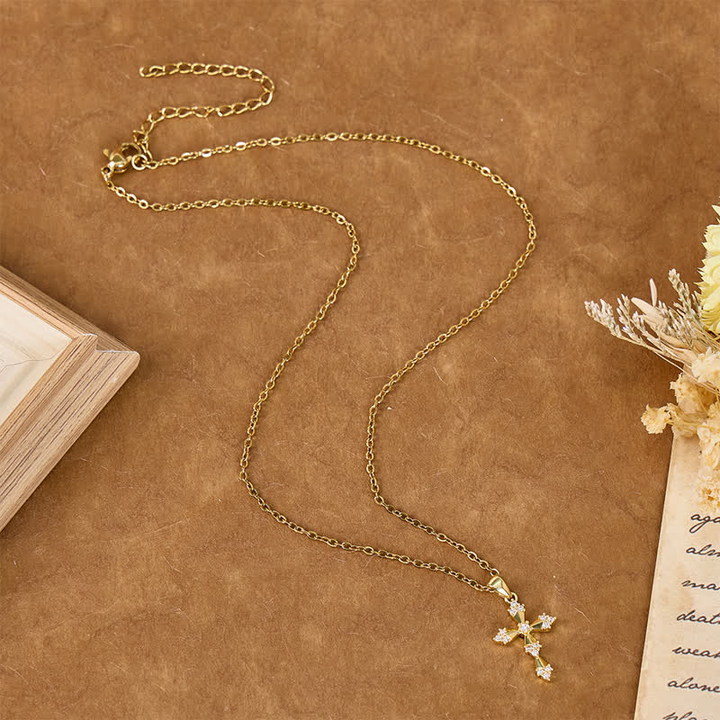 Lightweight Dainty Crystal Cross Necklace: Sign of Timeless Sacred Solace