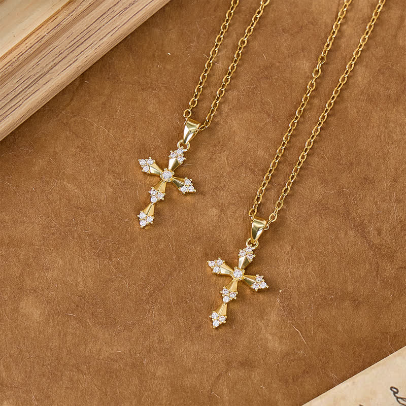 Lightweight Dainty Crystal Cross Necklace: Sign of Timeless Sacred Solace