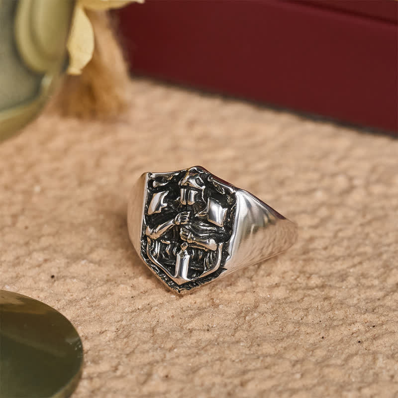 Deep Carved Holy Knight Signet Ring: Token of Divine Shelte