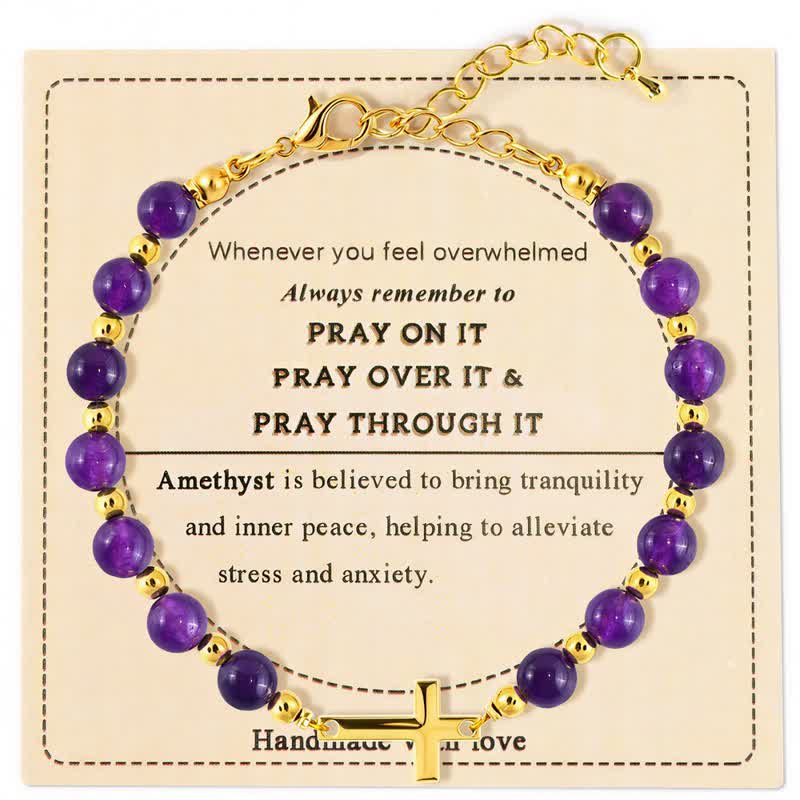 Adjustable Crystal Agate Cross Bracelet: Sign of Gentle Celestial Shelter