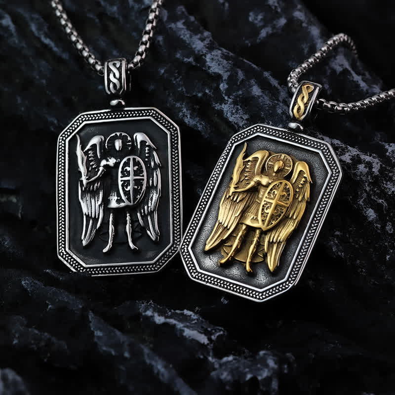 Deep Engraved Archangel St.Michael Box Chain Necklace: Token of Divine Safeguard